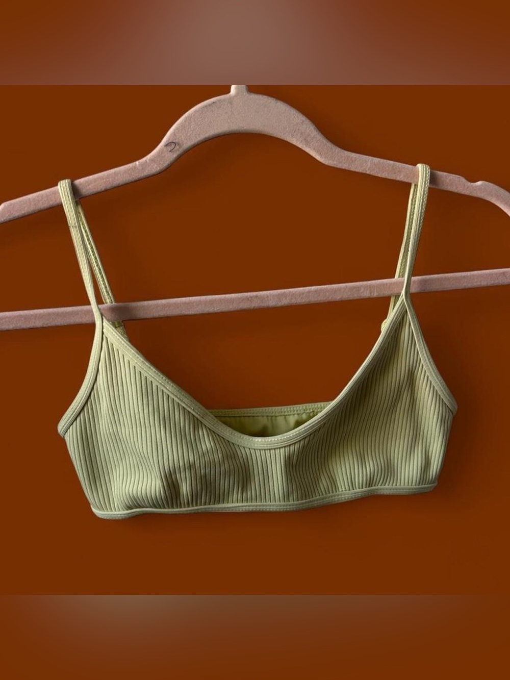 La Hearts Ribbed Triangle Bikini Top